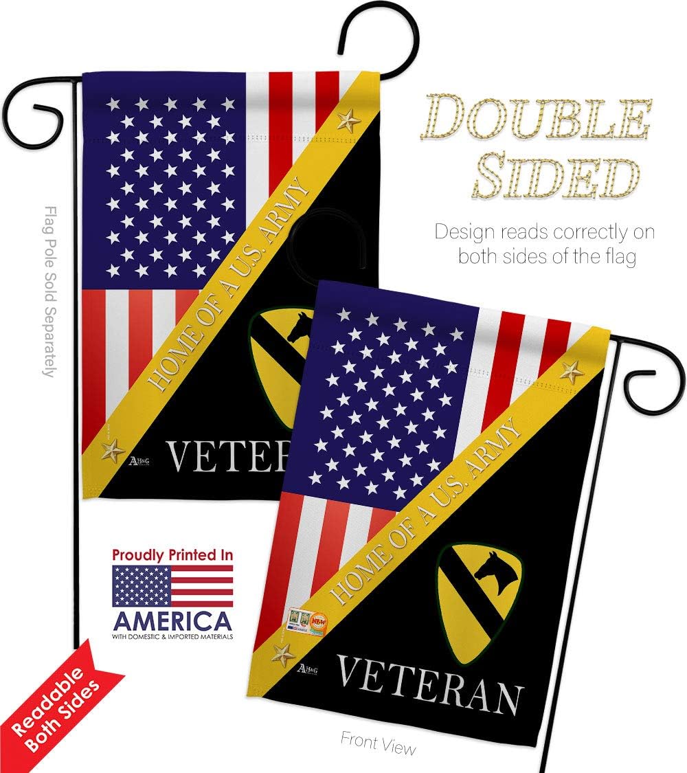 Home of 1st Cavalry Division Garden Flag Set Wall Holder Armed Forces Army Rangers United State American Military Veteran Retire Official Small Gift Yard House Banner Double-Sided 13 X 18.5