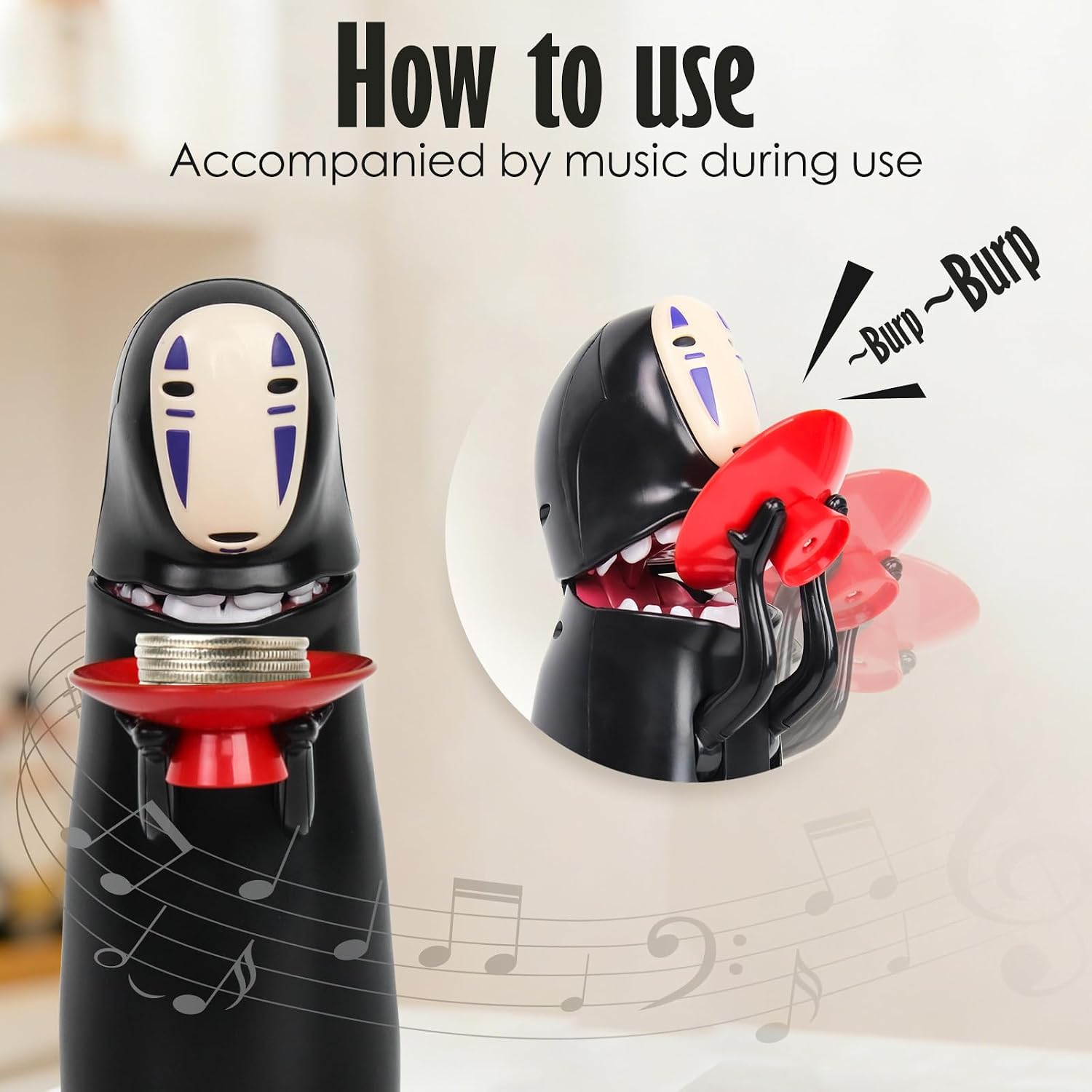 No Face Coin Bank - Personalized Piggy Bank for Adults Kids - Auto Eat Coin Saving Money Bank for Christmas Birthday Gift （Battery Not Included）