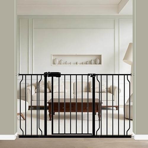 Miniatura 34 de WAOWAO Puerta de bebé de 52.76 a 62.2 pulgadas, extra ancha, montada a presión, para caminar a través del columpio, cierre automático, seguridad de