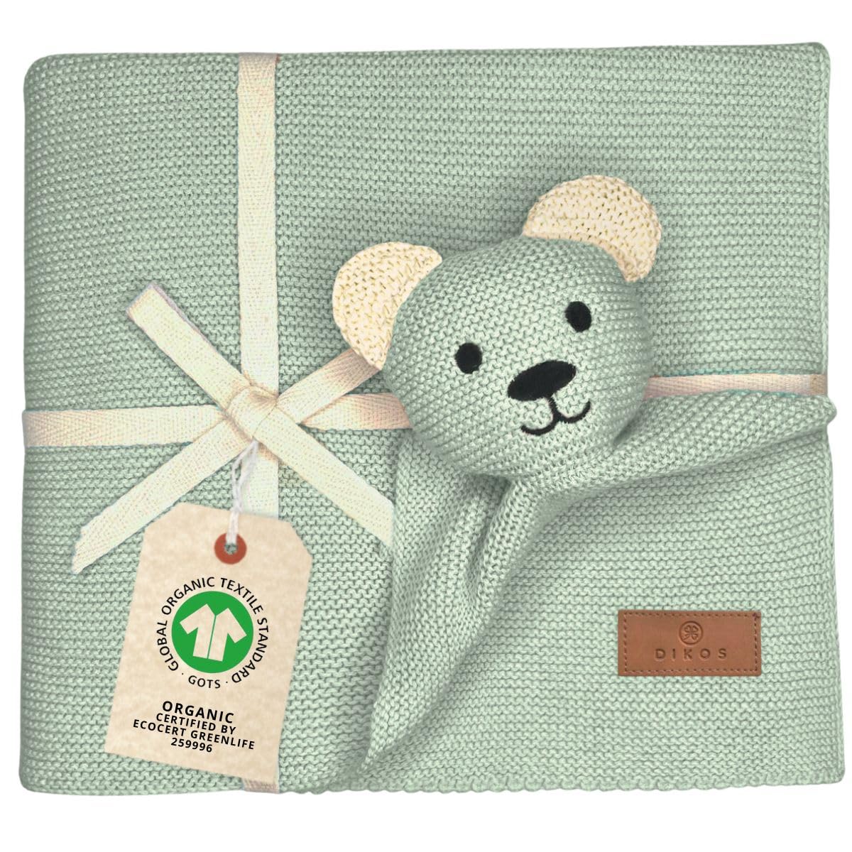DIKOS® Coperta originale per neonati, in cotone biologico, 100% GOTS, coperta con peluche a maglia, coperta per neonati