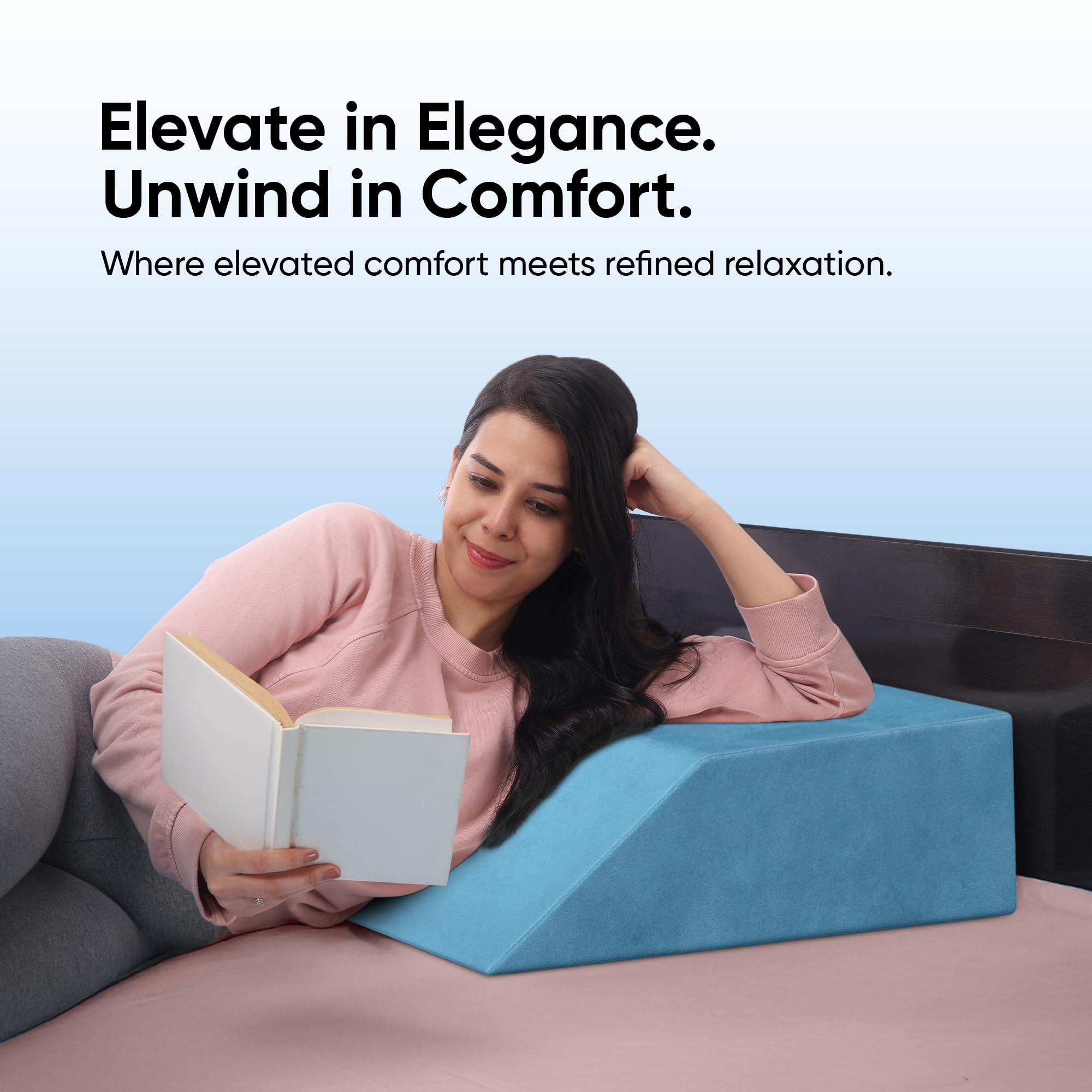 Frido Leg Elevation Wedge Pillow for Edema, Varicose Veins, Fracture | High Resilience Foam Cushion for Leg, Knee & Thigh Support | Back Pain & Swelling Relief | Lightweight (Teal Blue) 2
