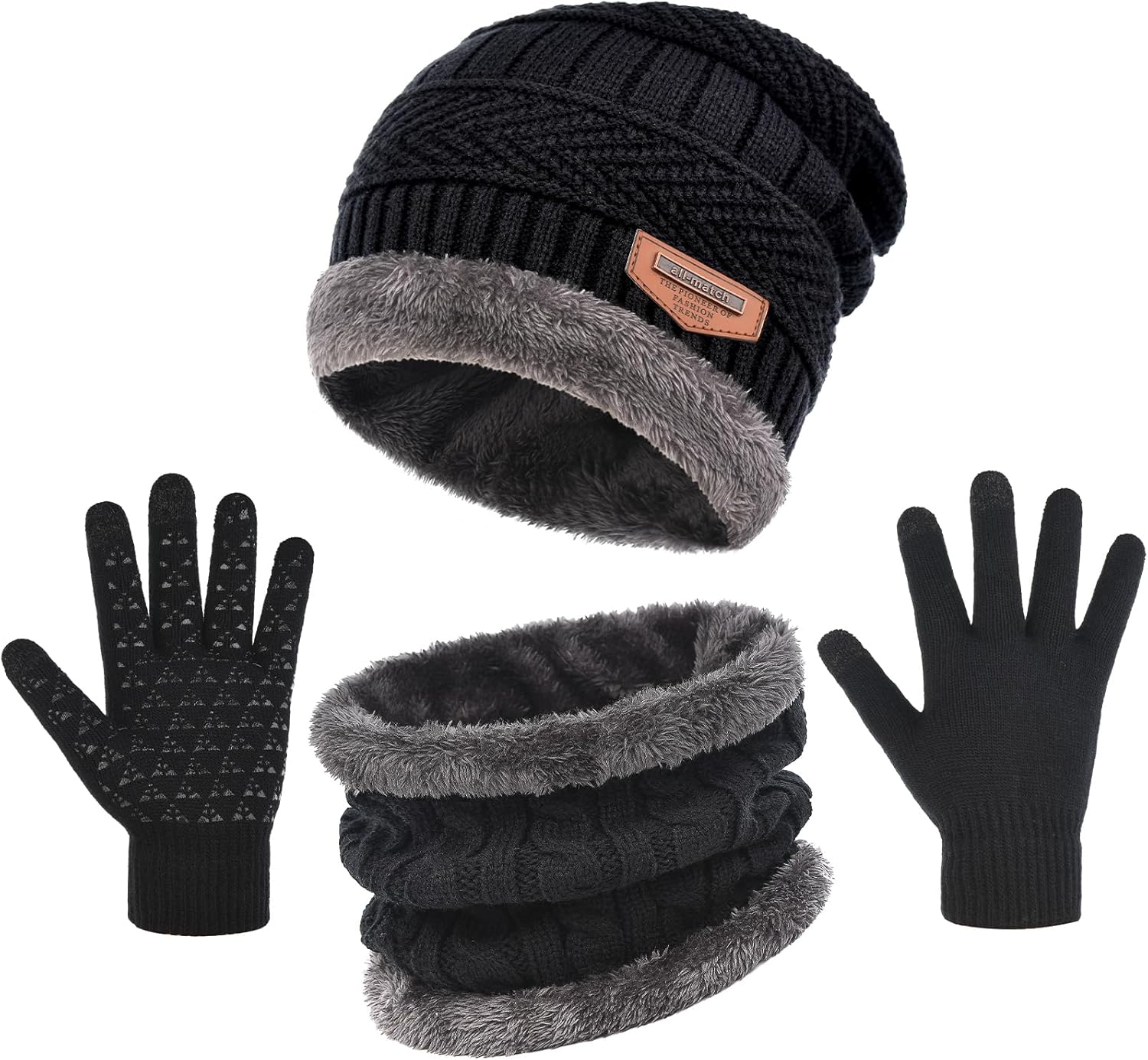 Warm 3-Piece Winter Set: Beanie, Gloves & Neck Warmer for Men & Women Warm 3-Piece Winter Set: Beanie, Gloves & Neck Warmer for Men & Women