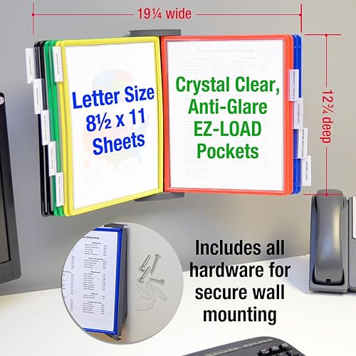 Miniatura 6 de Ultimate Office AdjustaView - Organizador de referencia de pared de 10 bolsillos con bolsillos de fácil carga y tornillos de montaje