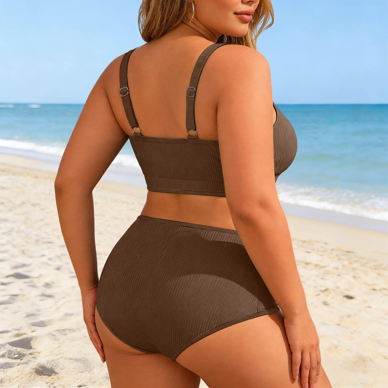 Conjunto De Bikini para Mujer,Talla Grande Vikinis Estampado Moda Sexy Bañador Verano Natación Diseño Bandeau Moderno Talla Ajustable Vacaciones Tropicales#G