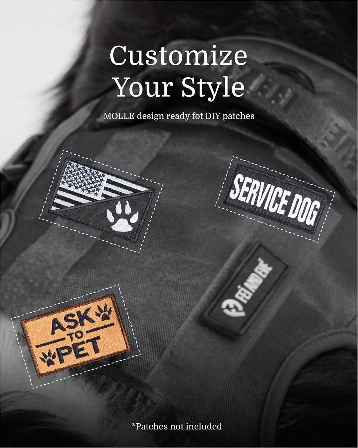 2026 New Edition, Fei & Eve Classic Dog Harness - Quick-Release Buckles | 3-Point No-Pull Control | Heavy-Duty 900D Nylon | Dual Safety Handles | Breathable Mesh | Adjustable Fit | Small,Midnight