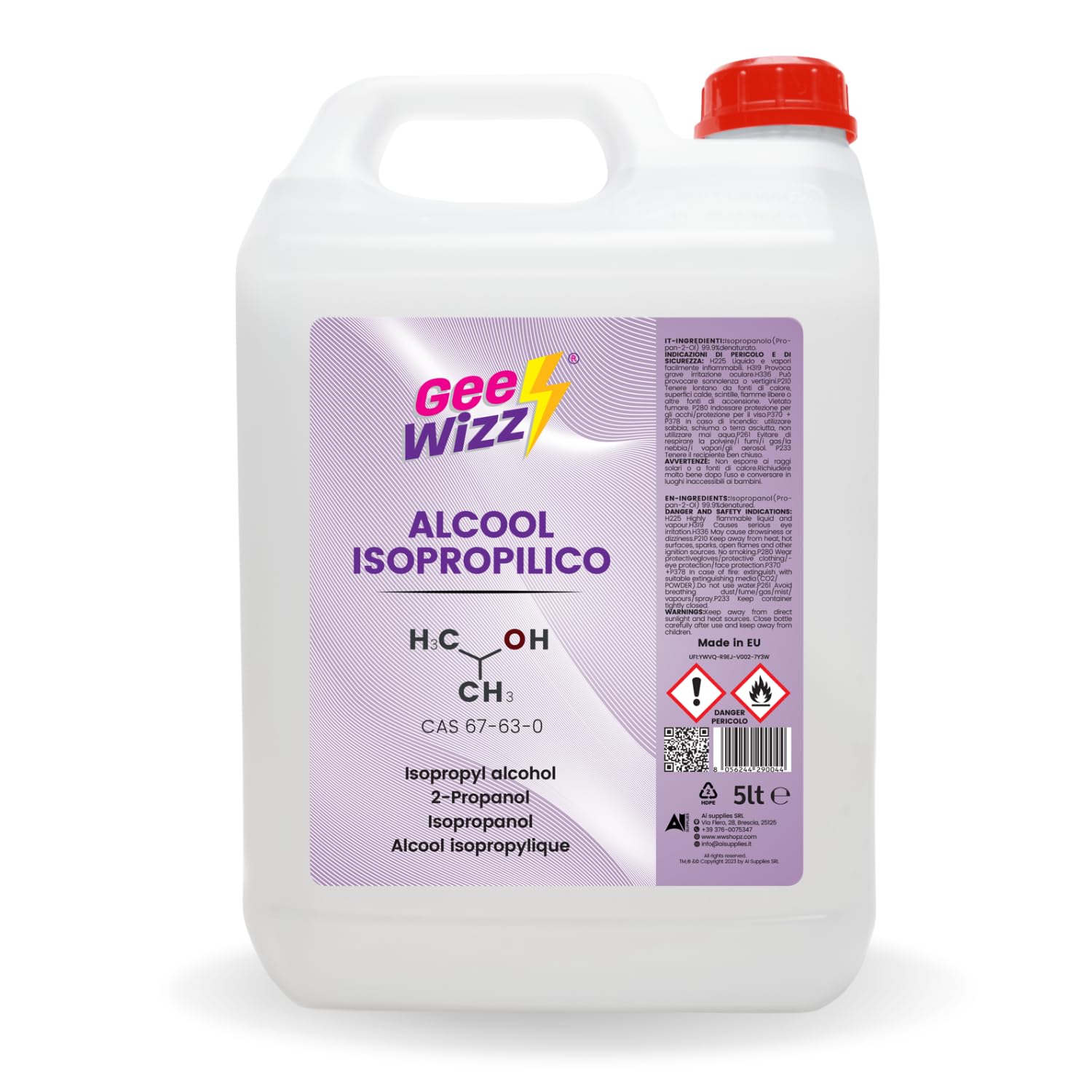 Alcool Isopropilico Puro 5 L Detergente Multiuso per Pulizia Elettronica