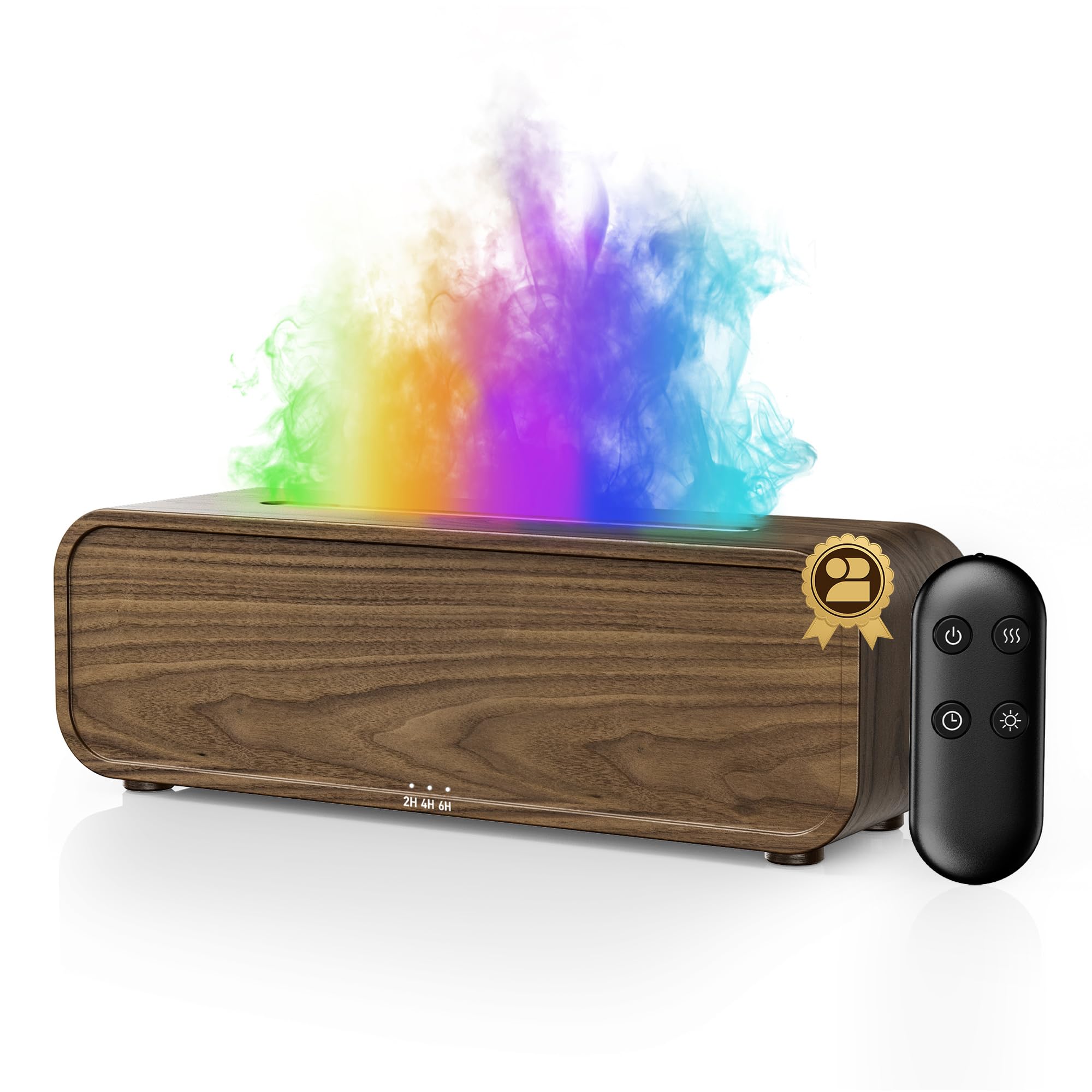 TMEHM Sound Reactive Flame Air Diffuser Humidifier in Wood Grain Finish