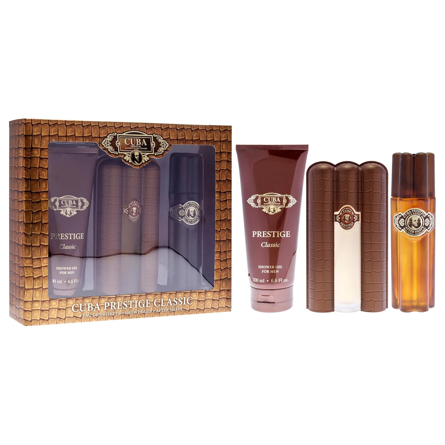 Cuba Prestige Classic for Men - 3 Pc Gift Set 3oz EDT Spray, 6.7oz Shower Gel, 3.3oz After Shave