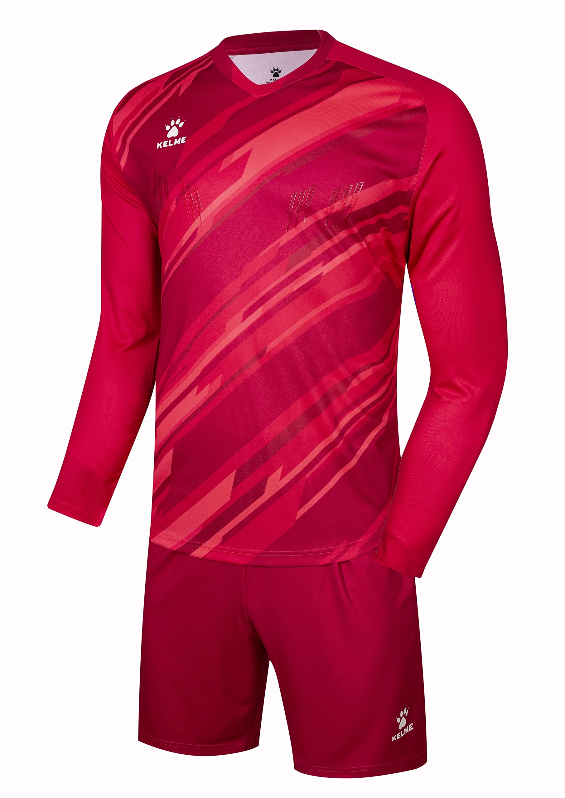 KELME Ensemble de gardien de but professionnel – Maillot et short rembourrés – Tailles adultes et enfants, Rouge (pas de chaussettes)., Taille XS