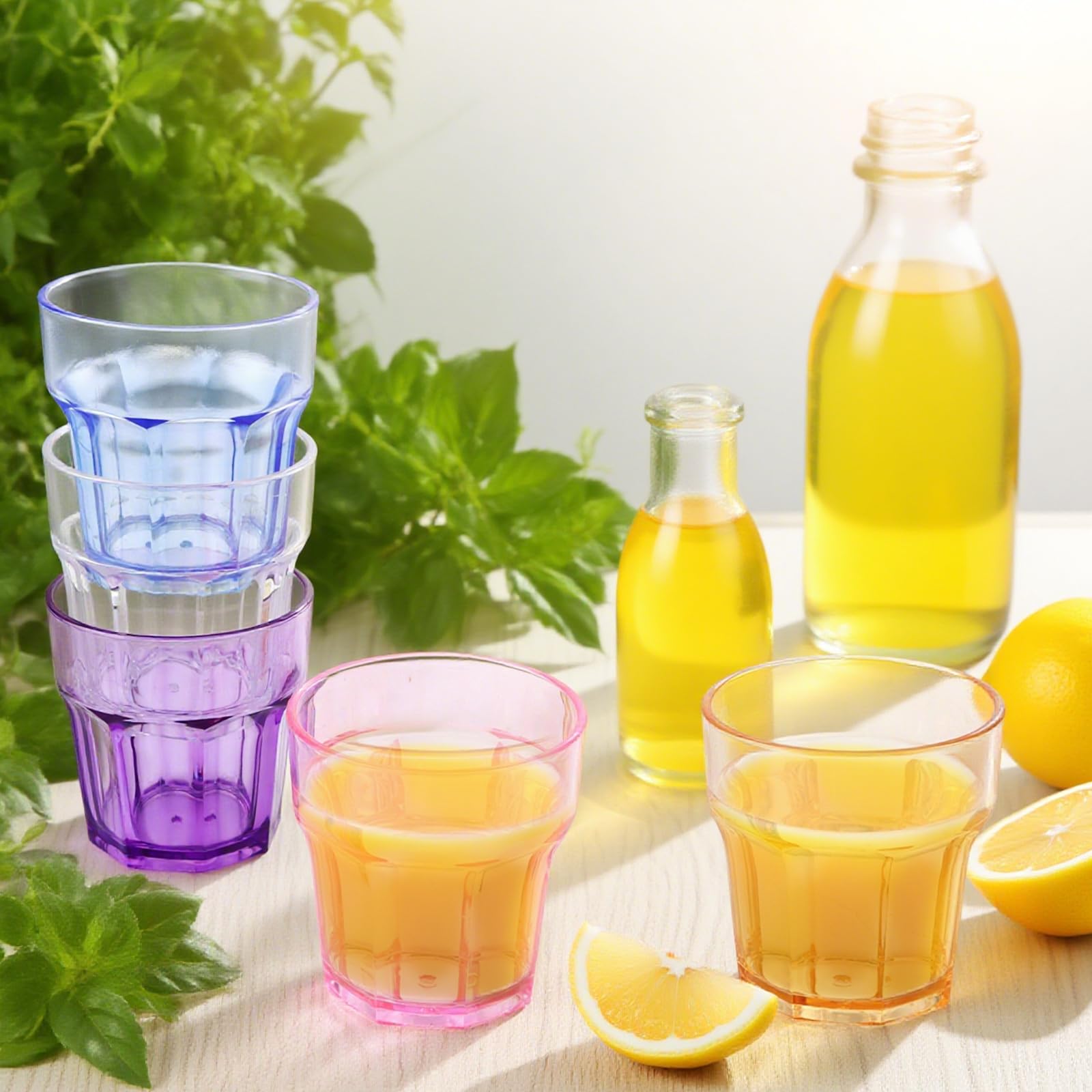 Set di 20 bicchieri da acqua, 260 ml, bicchieri da vino senza manico, riutilizzabili, in plastica, per feste, matrimoni, barbecue (5 colori)