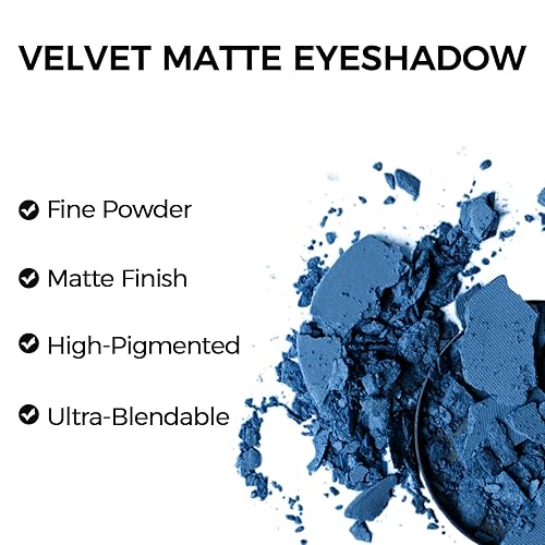 Miniatura 5 de Erinde Paleta de sombra de ojos mate azul oscuro, polvo de sombra de ojos de alta pigmentación, larga duración, ultra mezclable, color intenso