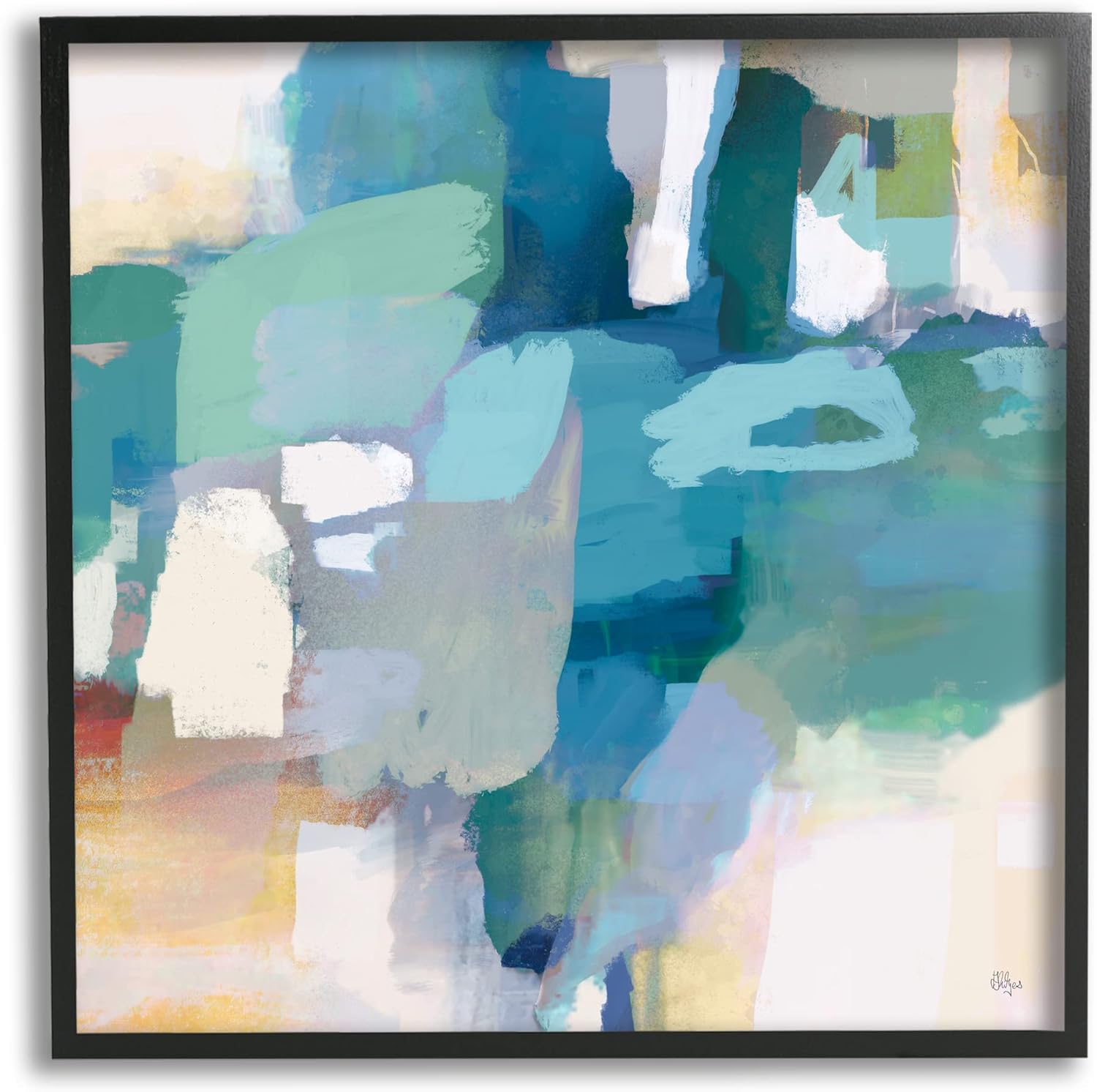 Stupell Industries Layered Blue Paint Strokes Dense Abstract Painting Framed Wall Art, Design By Lisa Ridgers