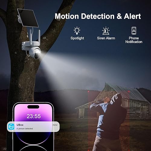Miniatura 4 de HOSAFE.COM Cámara de seguridad celular 4G LTE inalámbrica al aire libre, sin cámara de seguridad WiFi con panel solar, cámara celular fuera de la