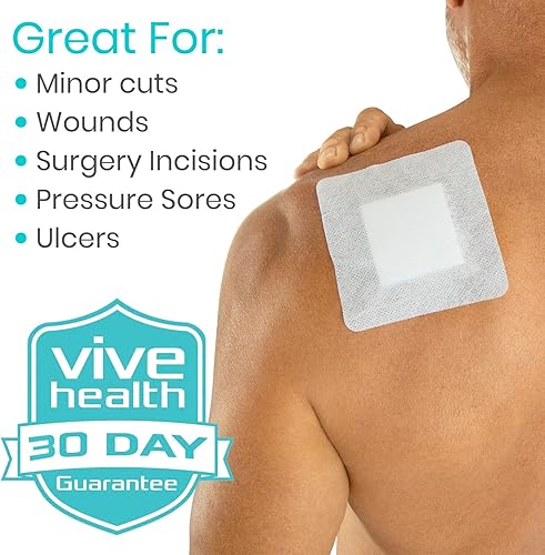 Miniatura 5 de Gasa adhesiva de 2 x 2 pulgadas (15 unidades) Aderezo de isla antiadherente con bordes Apósito absorbente para el cuidado de heridas Vendaje