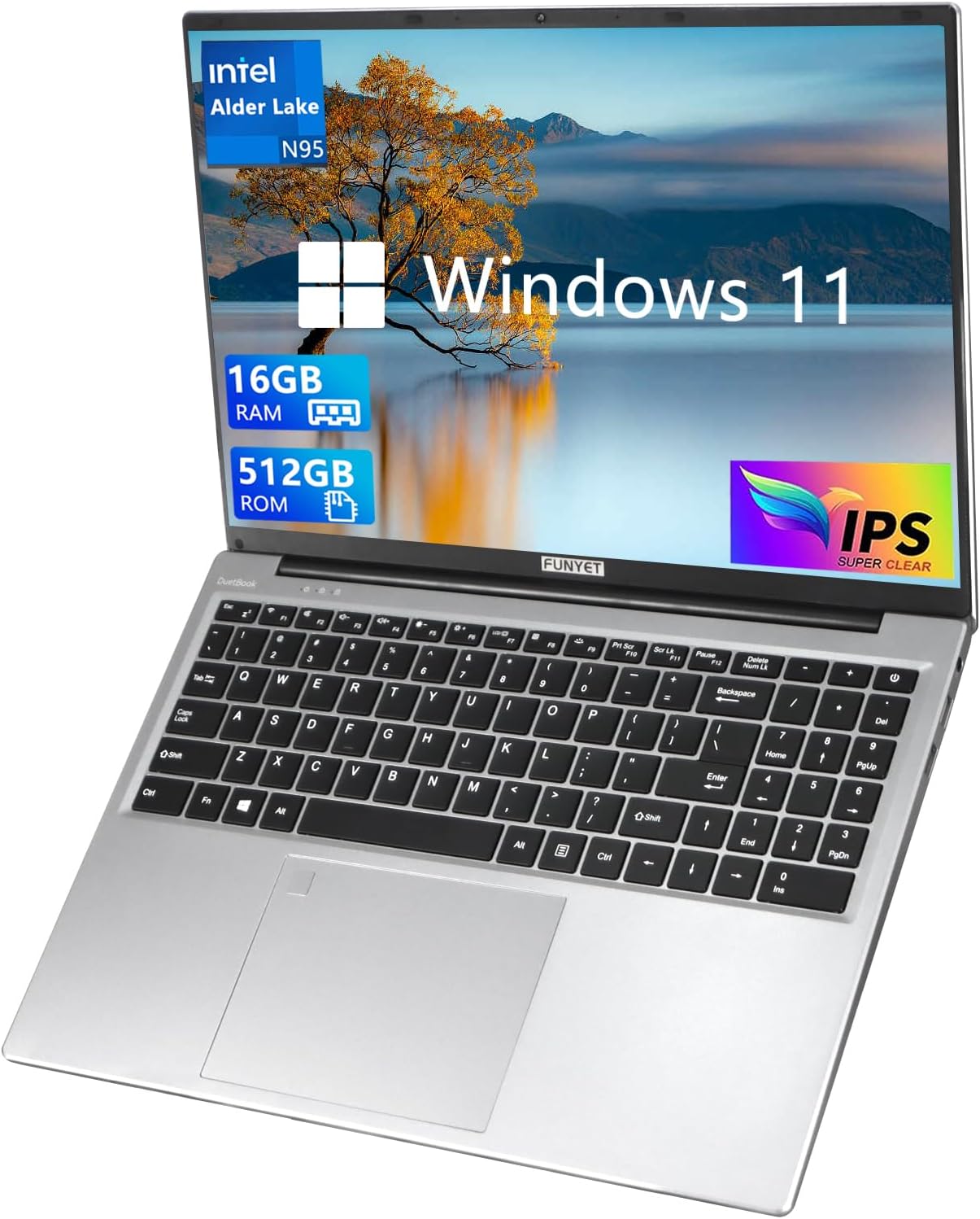 FUNYET Laptop Computer, Gaming Laptop 2026 Windows 11 Pro, 16 Inch Lap Top PC, 16GB RAM 512GB SSD, Intel 12th Gen Processor(up to 3.4GHz), Backlit Keyboard, Fingerprint Unlock, FHD, 2 Years Warranty