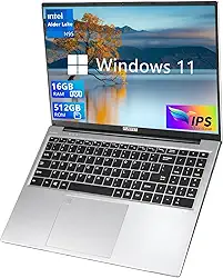 Notebook para jogos FUNYET de 16 polegadas, Windows 11 Pro 2025, 16 GB de RAM, SSD de 512 GB, processador Intel N95 de 12ª geração (até 3,4 GHz), teclado retroiluminado, desbloqueio por impressão