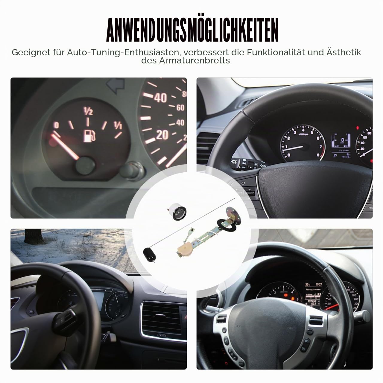 Cabilock 12V Auto-Tankanzeige Mit Anzeige Präzise Kraftstoffstandsanzeige Für Fahrzeugersatz Universelle Kraftstoffmessung Für Sichere Fahrt