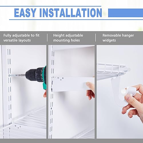 Miniatura 6 de JC Jorden Kit de armario montado de 3 a 6 pies, kit de sistema organizador de armario personalizado con estantería de alambre y varillas para