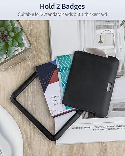 Miniatura 3 de Uniclife - Paquete de 6 portatarjetas de identificación deslizante vertical de plástico duro negro con frente transparente, para identificaciones de