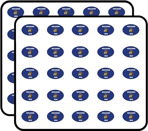 Wisconsin - Adhesivo ovalado para álbumes de recortes, calendarios, artes, manualidades, álbum, cuadernos de bala, 50 unidades
