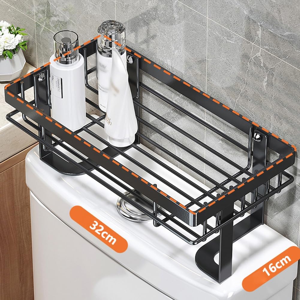 Garvee Scaffale salvaspazio sopra WC, organizer bagno sopra toilette | - Installazione senza fori (no drilling) - 3 ripiani - tre strati neri