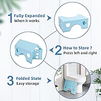 Vista 3 de Taburete de inodoro plegable de 7 pulgadas (azul), taburete saludable para baño con postura en cuclillas para defecar con pies antideslizantes, un