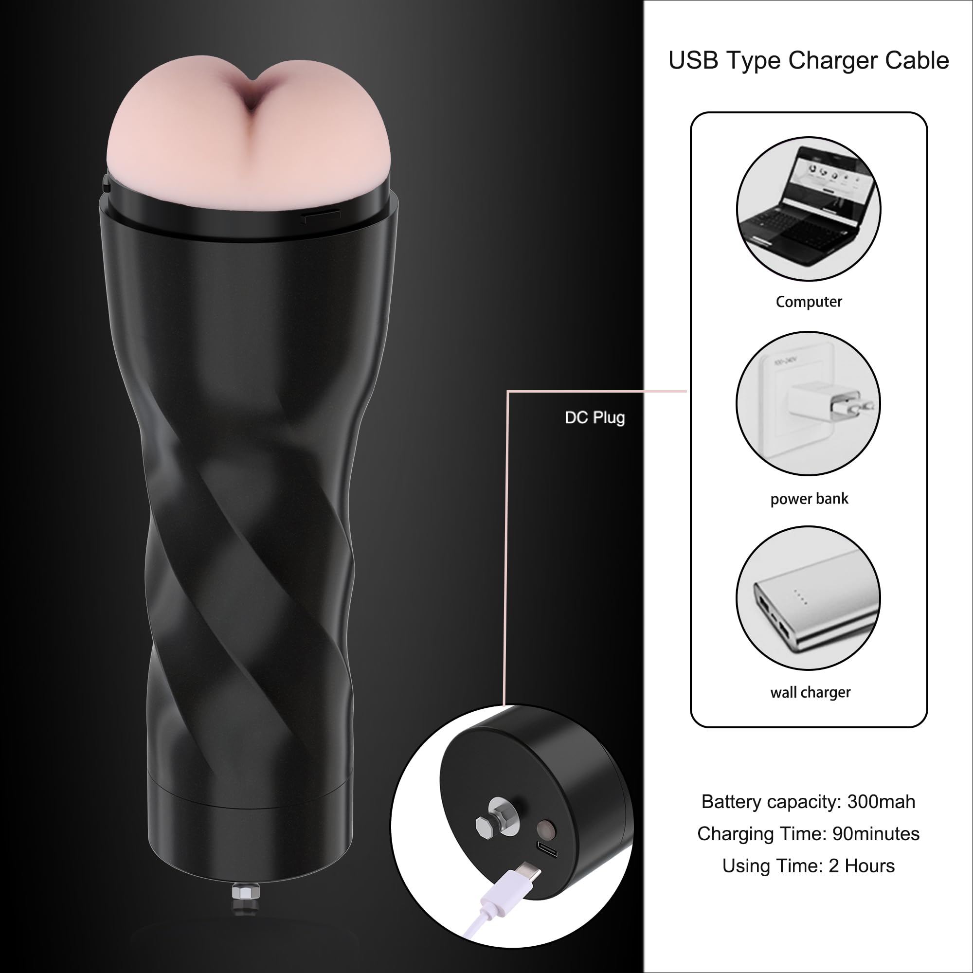 Amazon.com: Hismith Male Masturbator with KlicLok System, 3 Speed+2 Modes  Vibrating Male Stroker with Remote Controller, Anal Tunnel, Black : Health  & Household