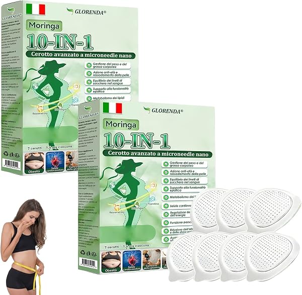 GLORENDA Moringa NAD+ 10-in-1 Advanced Nano Microneedle Plaster, GLORENDA Plasters, for Abdomen, Legs and Arms (2 Boxes) - 1