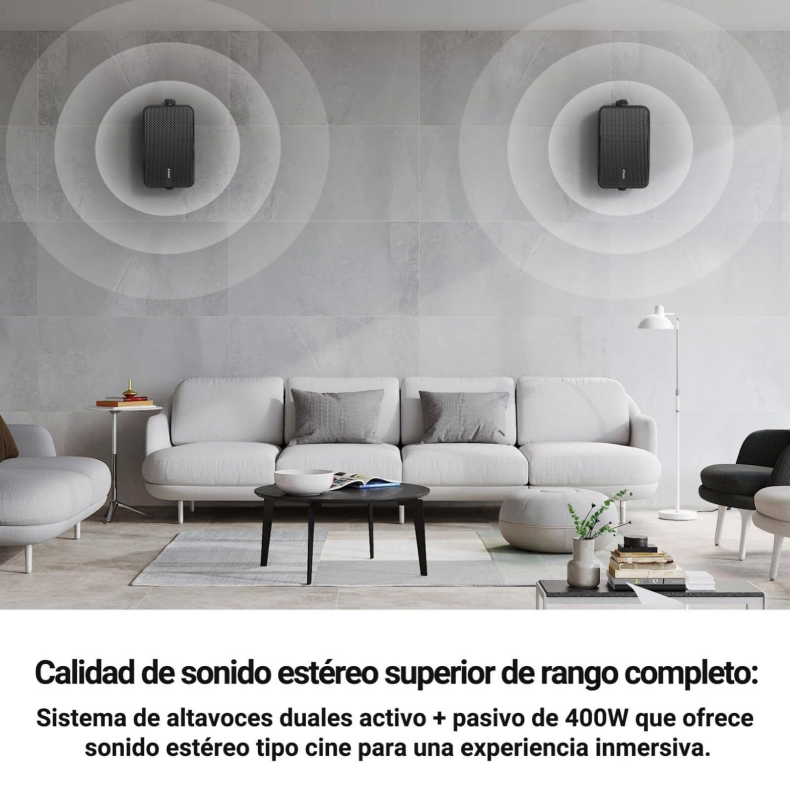 Inwa Altavoz Bluetooth Exteriores, 400W Altavoces Activos Pasivos Pared, Sistema de Sonido Estéreo Inalámbrico Impermeable para Interior Exterior con Entrada Aux (Par, MZ622, Control Remoto, RMS 40W)