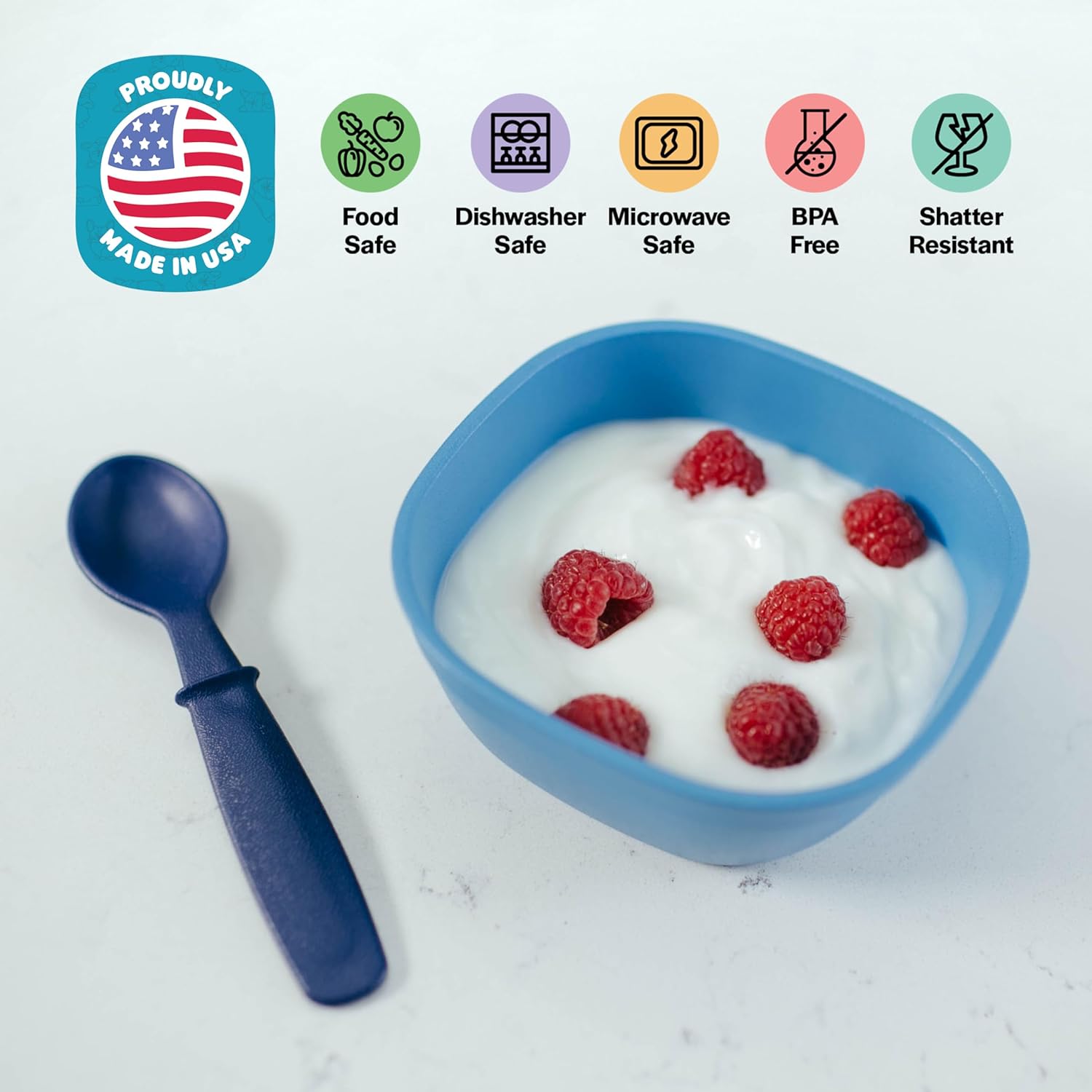 MightyMoe Toddler Dinnerware Set, 15pc Plates Bowls & Trays - Made in USA, Microwave and Dishwasher Safe, BPA Free, Shatter Resistant, Pastel Color, Toddler Tableware - Image 6