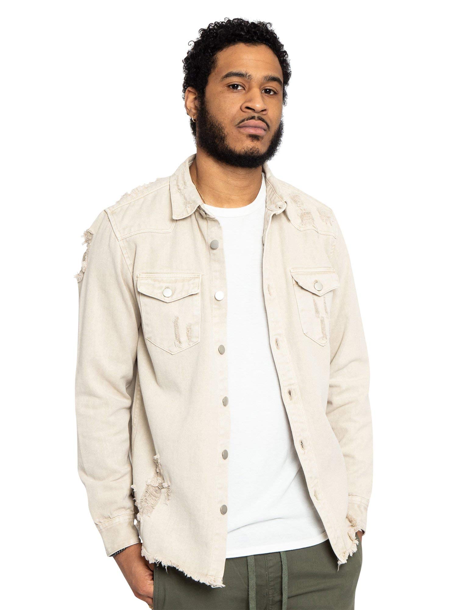 VICTORIOUS Men's Distressed Denim Jacket