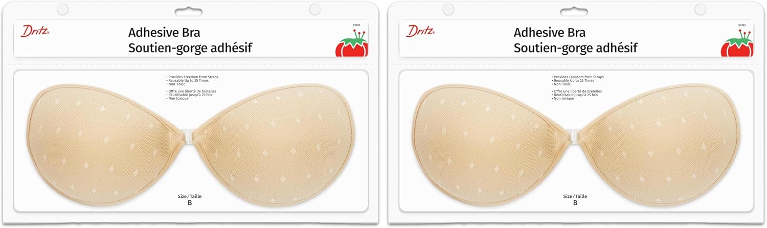 Dritz, Beige, B Cup Adhesive Bra, Nude (Pack of 2)