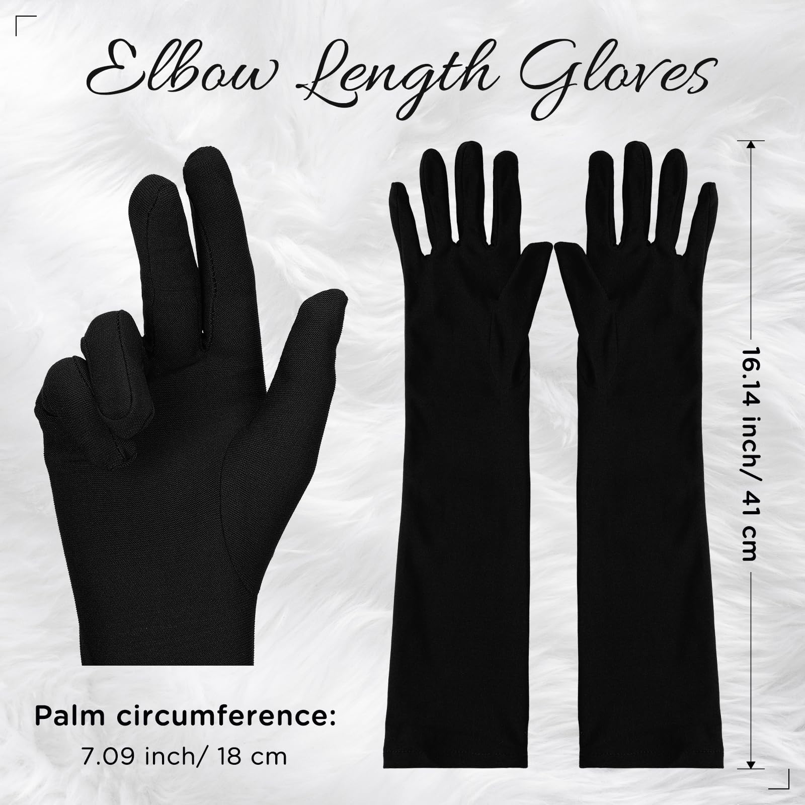 Boyiee Long Opera Elbow Length Gloves 16 Inch Banquet Party Wedding Stretchy Costumes Gloves for Men Women(Black) - Image 2
