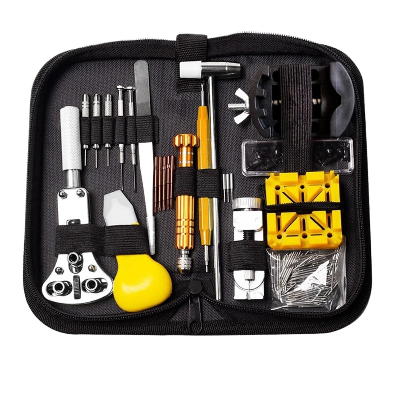 Uhrenreparaturset 158PCS Uhr Reparatur Tools Kit Uhr Uhrmacher Link Pin Auflösen Gehäuse Set Opener Frühling Bar Remover Batterie Ersatz Für Uhrenreparaturen