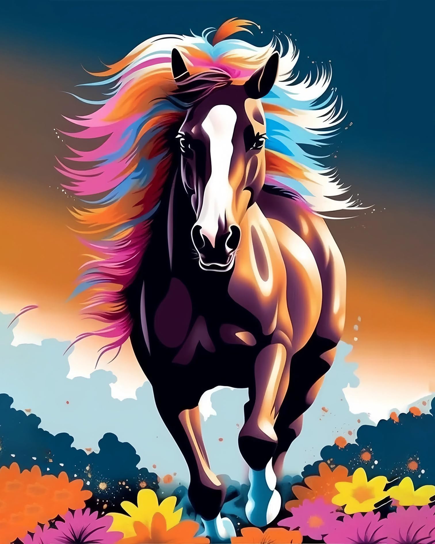 HONGYA Paint by Numbers Kit for Adults,Horse Paint by Number Without Framed Canvas DIY Kits PBN Number Painting for Home Wall Art Decor 16x20 Inch(B-18)