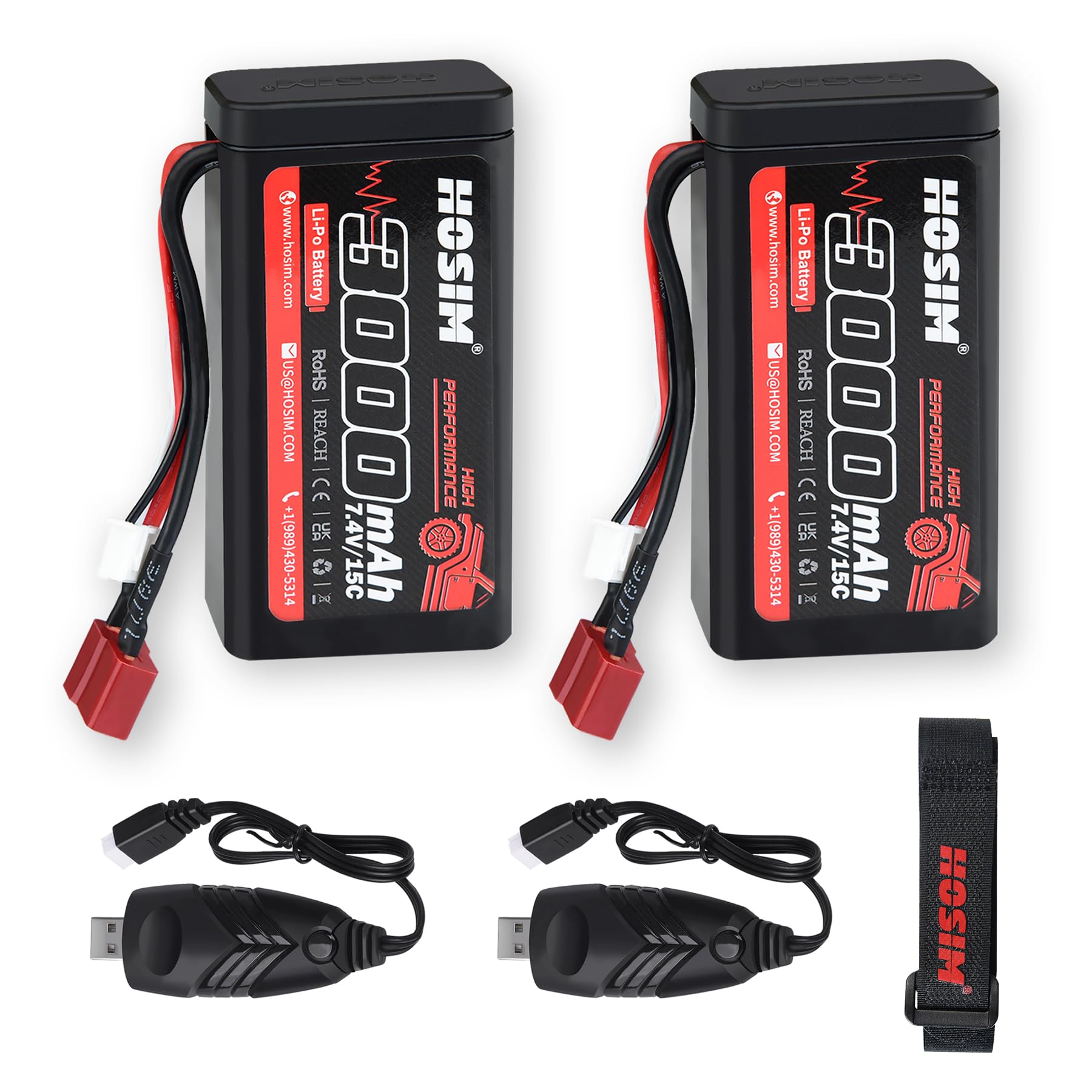 Amazon.com: Hosim 2PCS 7.4V 15C 3000mAh Lipo Battery RC Lipo