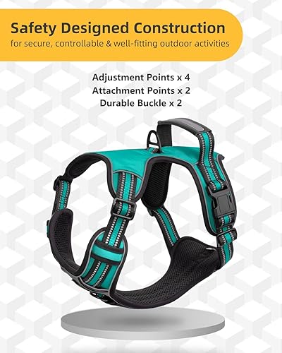 Miniatura 7 de Canple Arnés para perro sin tirones, chaleco ajustable suave reflectante con cubierta frontal de cuero de microfibra con asa de control acolchada