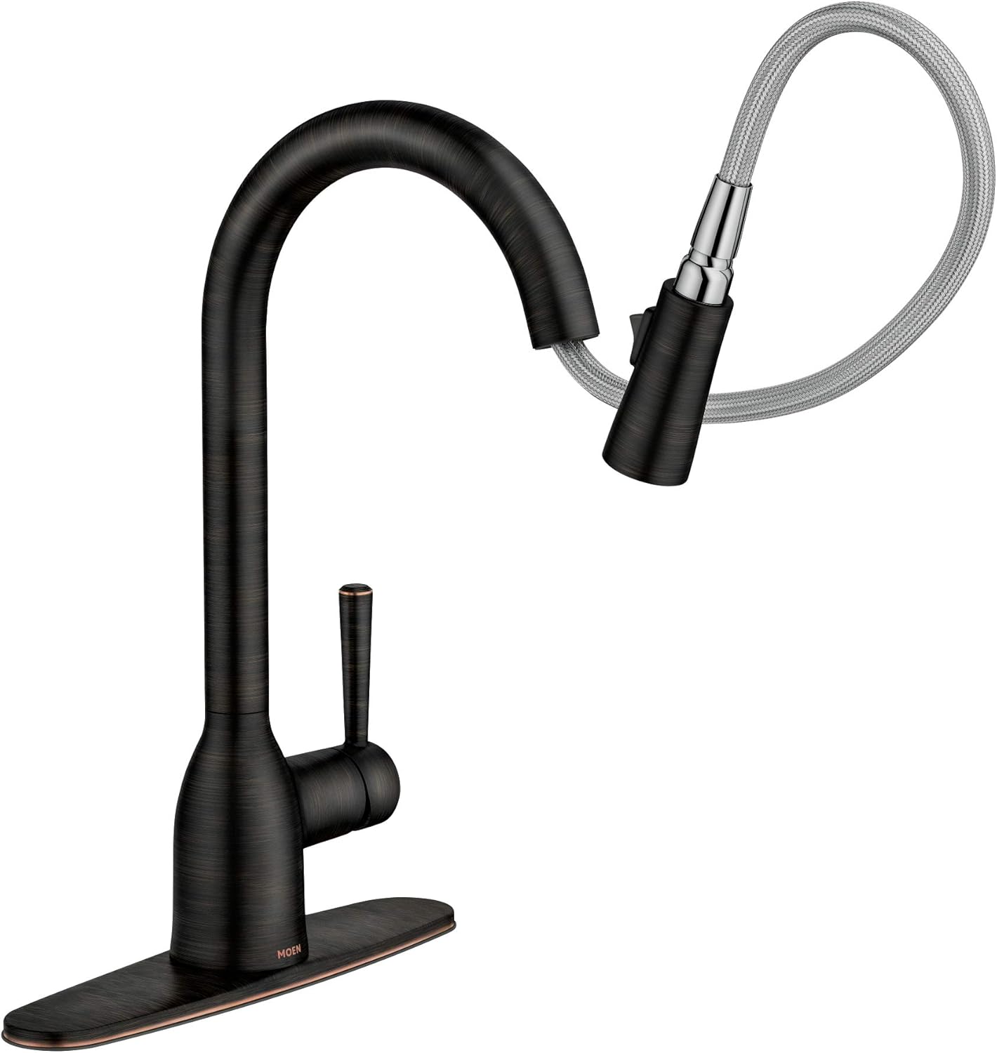 Suреr Chеар 🛒 Moen 87233BRB Adler One-Handle High Arc Pulldown Kitchen Faucet with Power Clean, Mediterranean Bronze