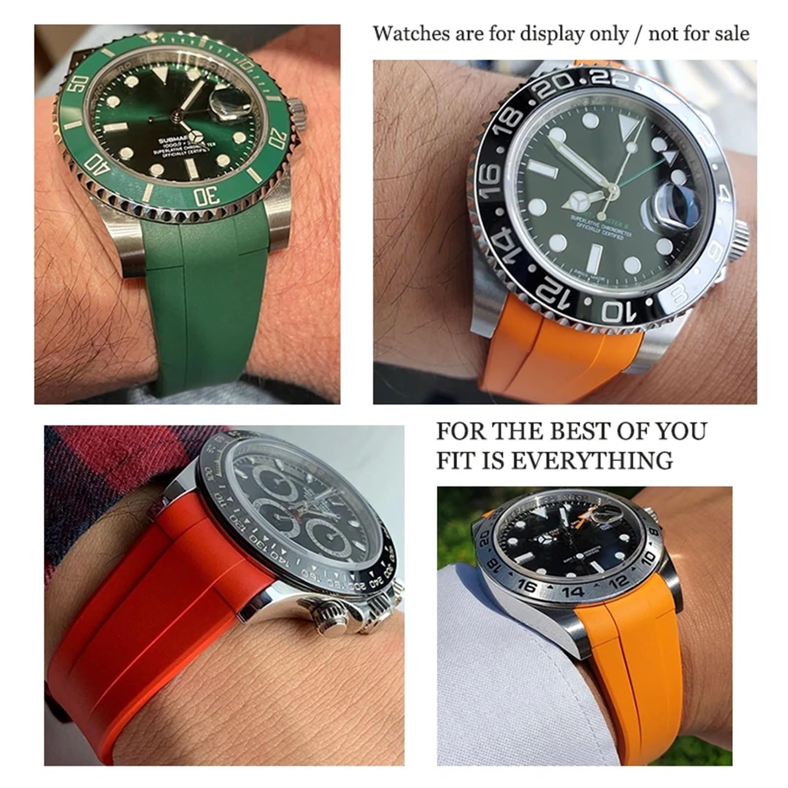 18mm 19mm 20mm 22mm zakrzywiony koniec pasek do zegarka z gumy silikonowej dla paska roli Rolex Daytona Submariner GMT 21mm pasek do zegarka mężczyźni narzędzia(Green,20mm)