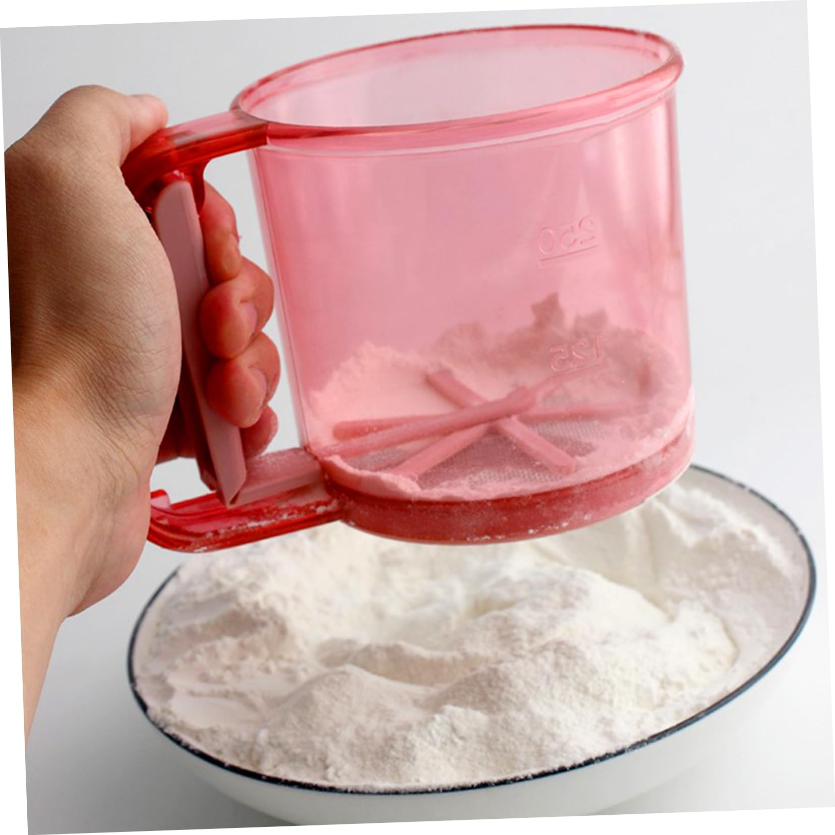 Mikinona Mesh Handheld Flour Sifter Kitchen Sieve Baking Tool Semi-automatic Flour Sieve