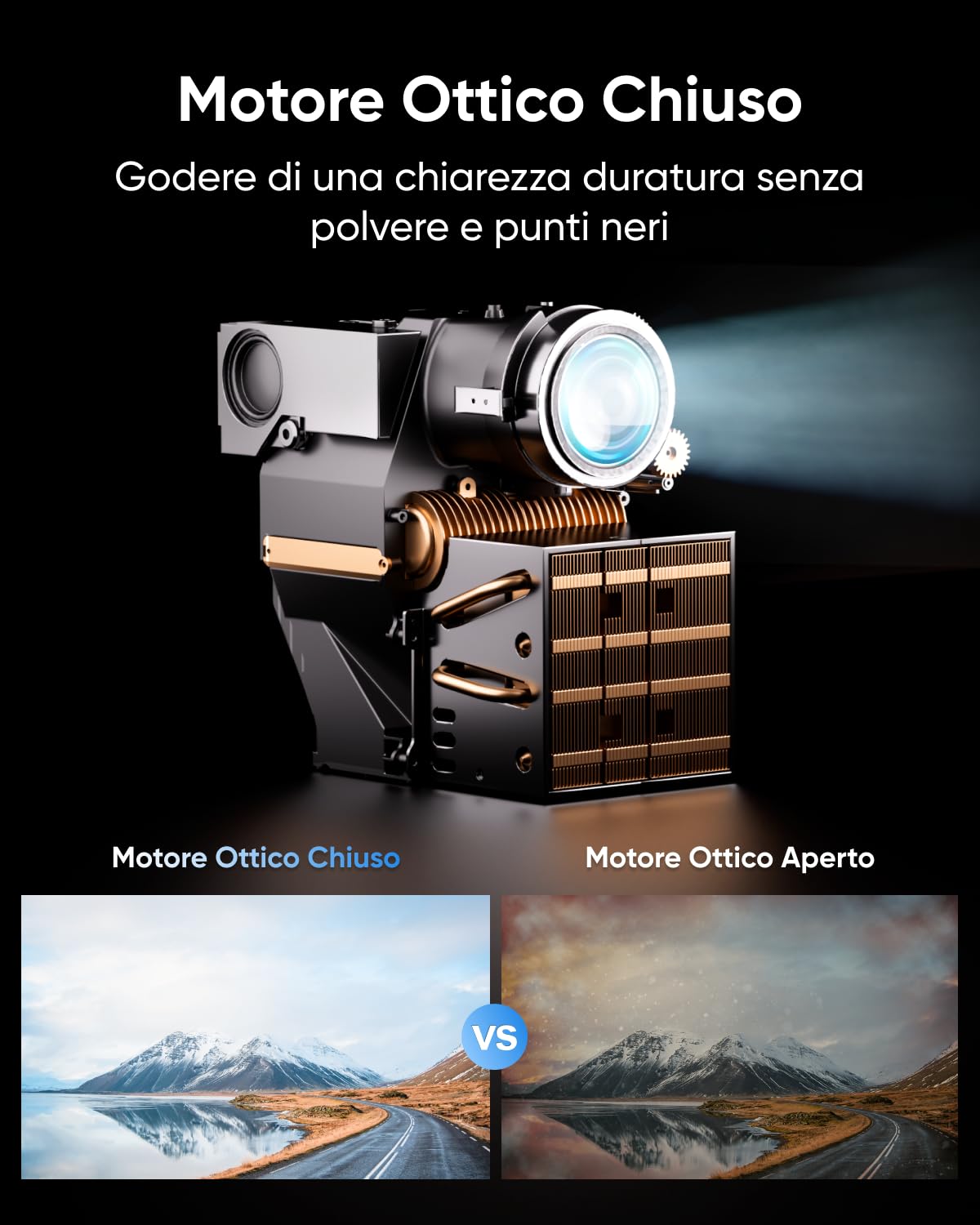 ULTIMEA Proiettore 4K Supporto Android TV 11.0 con Netflix, Videoproiettore 1000 ANSI Lumen, Dolby Audio, Bassi profondi, Design Maniglia, Home Cinema Portatile Proiettori 1080P Nativo, Poseidon E40
