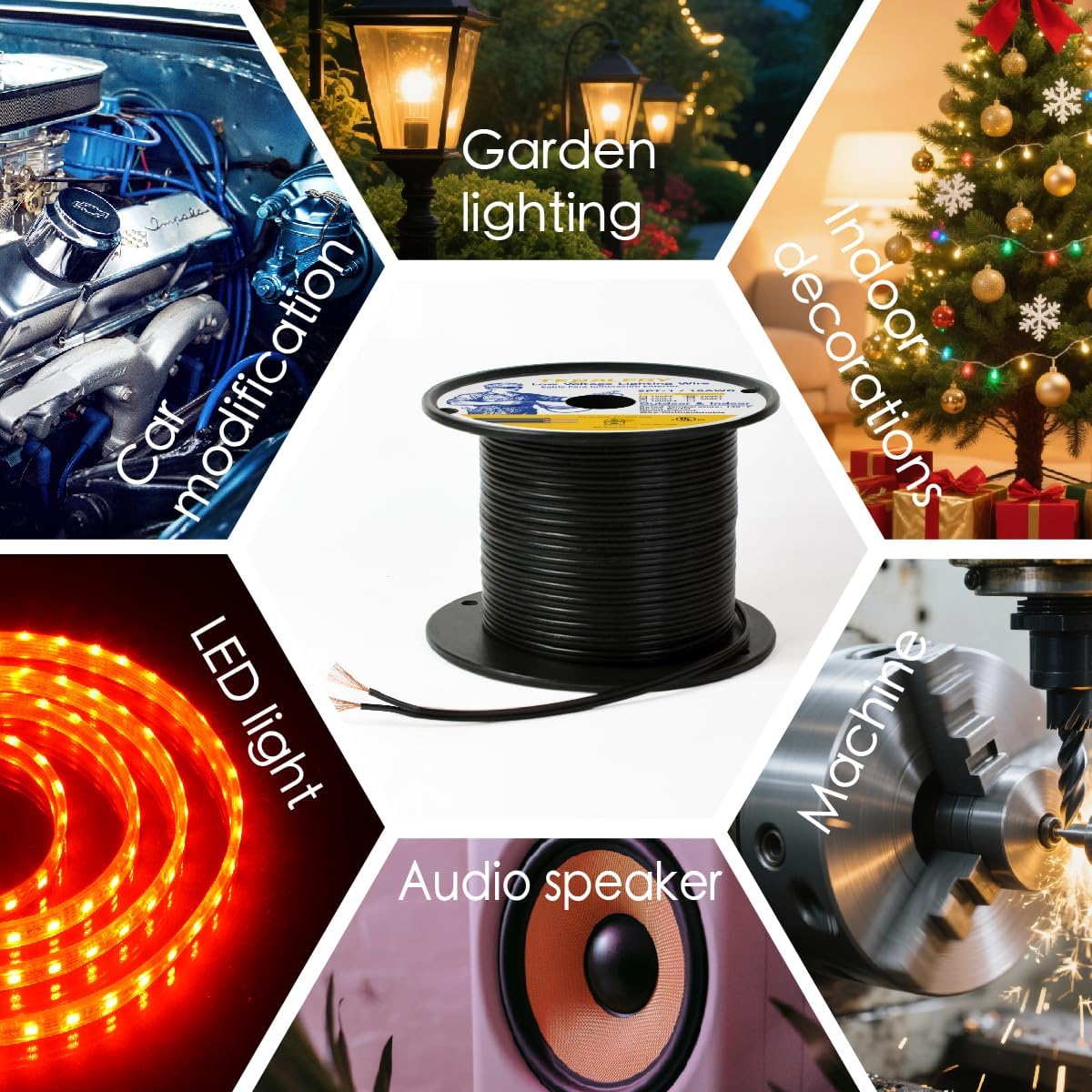 Low Voltage Landscape Lighting Cable 18/2 SPT-1W Bulk Lamp Cord 300-Volt 18-Gauge 250-feet Spool Black UL Listed