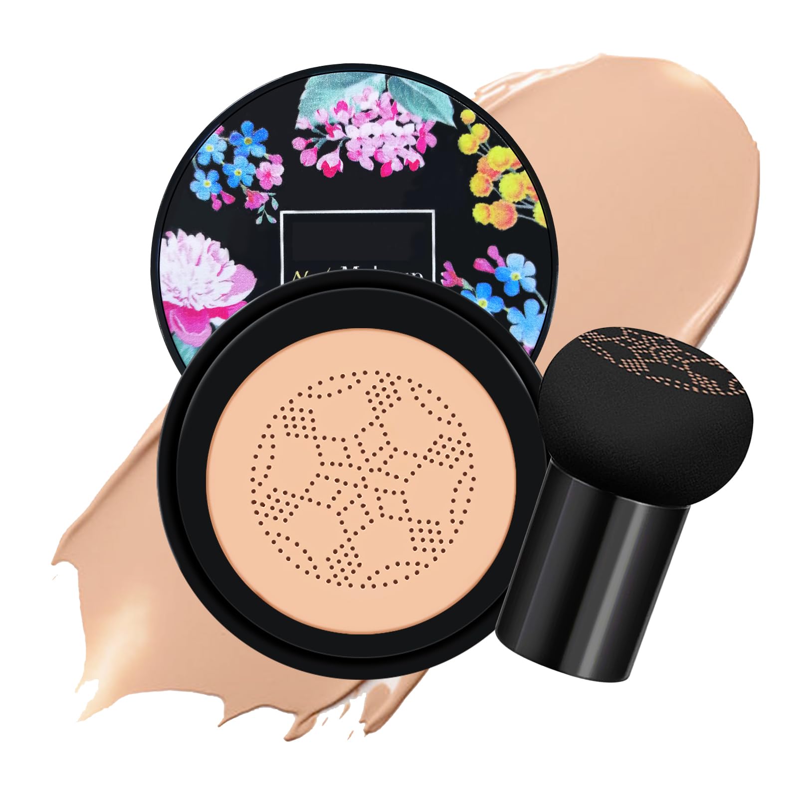 KYDA Mushroom Head Air Cushion BB Cream, Mushroom Foundation for Older Women, Moisturizing CC Cream Foundation for Mature Skin, Even Skin Tone Concealer, 0.71oz, Buff Beige 0.71 Ounce (Pack of 1) Buff Beige (1 Piece)