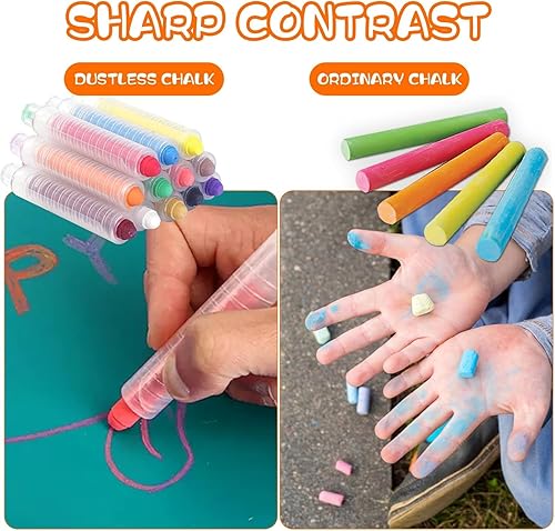 Miniatura 4 de 20 piezas de tiza sin polvo, tiza de color, tiza torcida de color, para pintar, escribir en pizarra