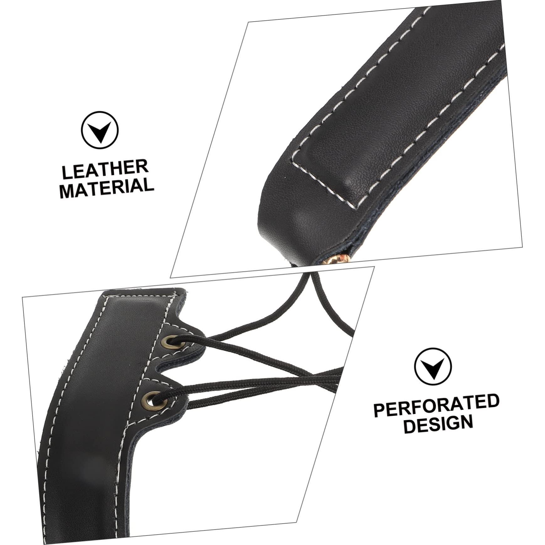 BESTonZON Bandoulière pour Saxophone, Harnais à 2 Épaules en Cuir de Vache et Métal, Noir, Soulage la Nuque et Maintient L’instrument