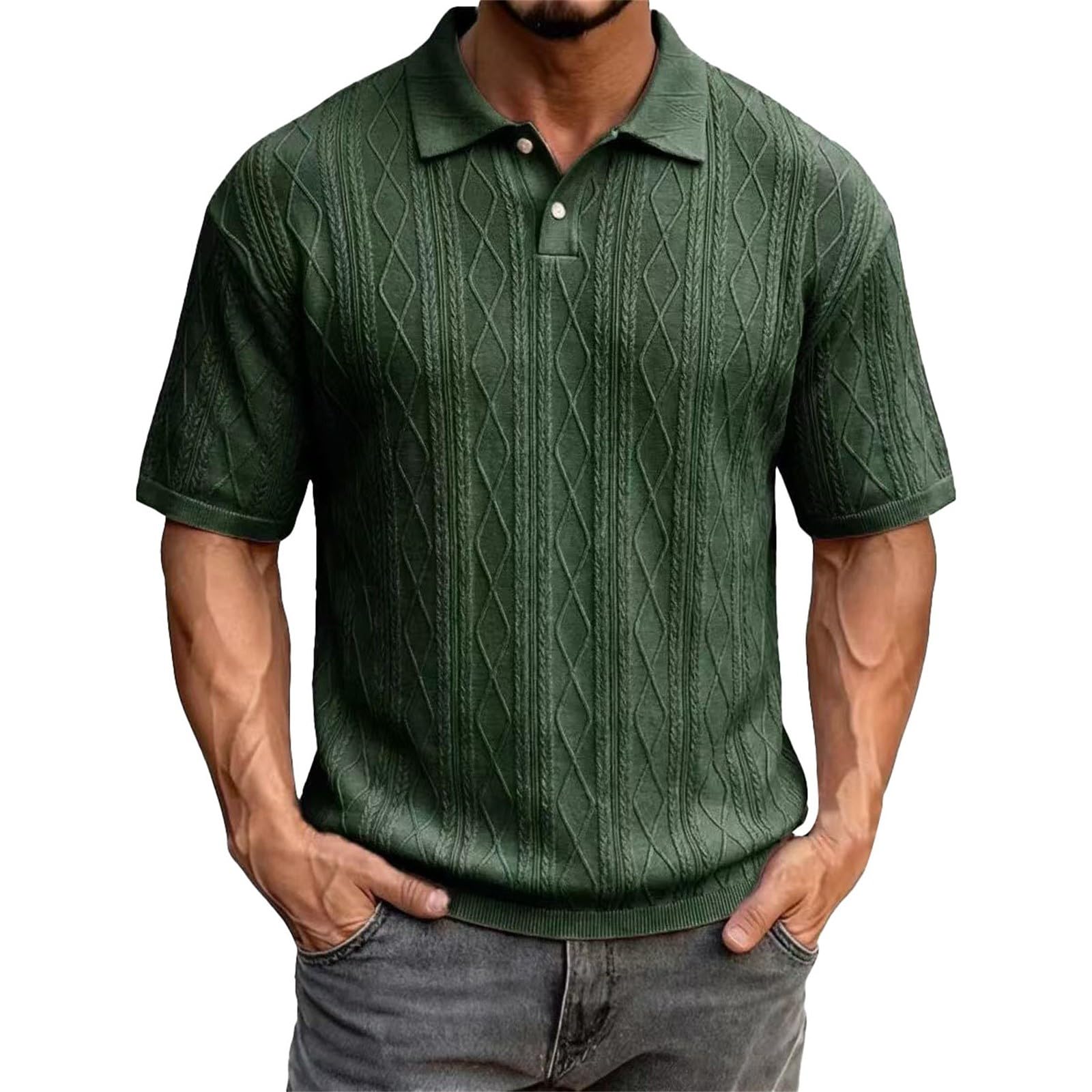 Polo à manches courtes pour homme ajusté à rayures verticales