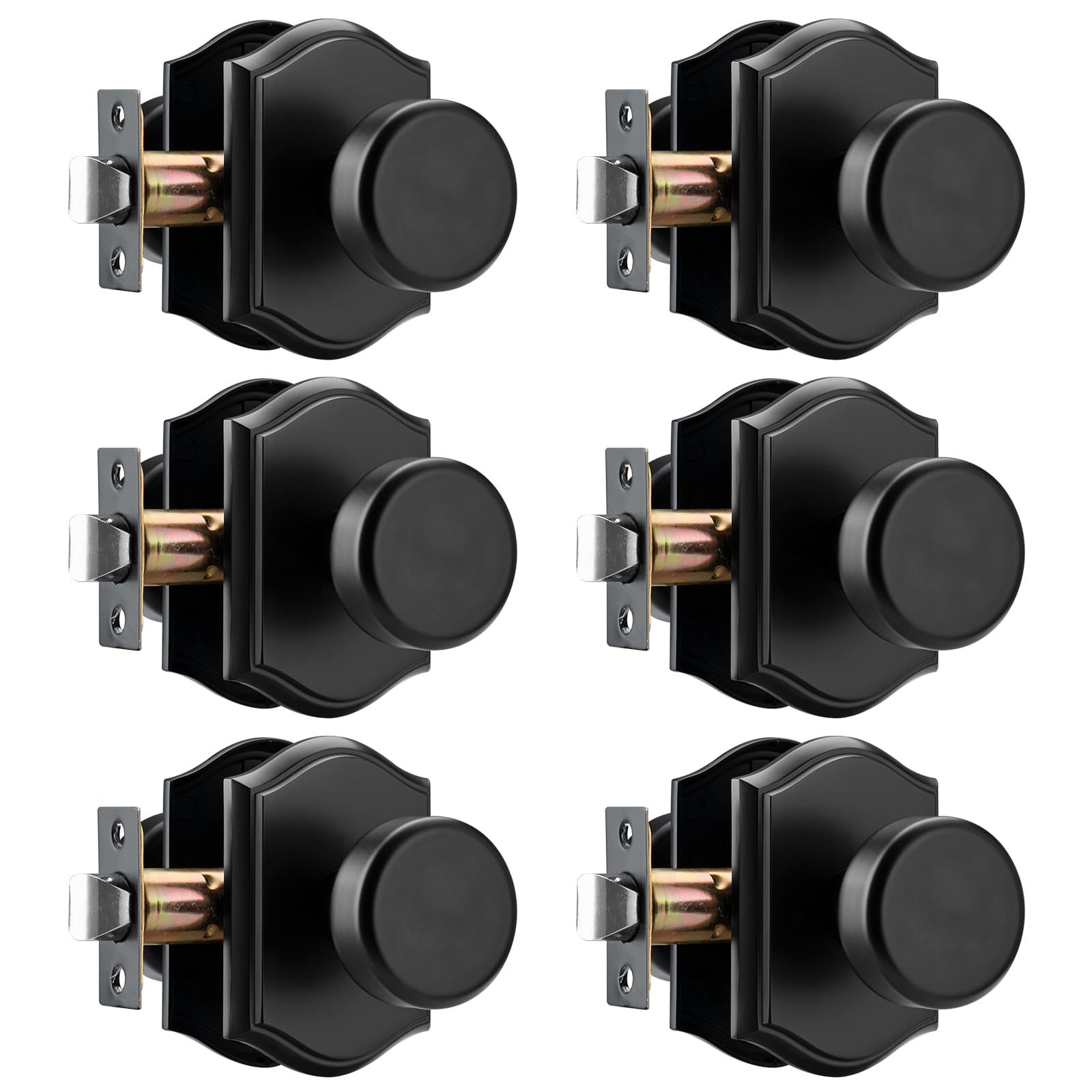 Black Privacy Door Knob with Push Lock - FREE SHIPPING -22
