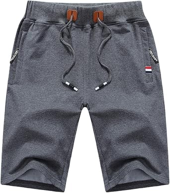 Cicilin Mens Sports Shorts Casual Joggers Workout Summer Shorts with Zip Pockets
