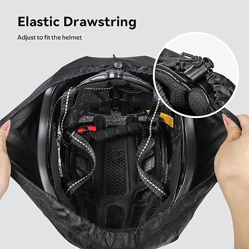 Miniatura 4 de Cubierta de lluvia para casco de bicicleta con tira reflectante, impermeable, resistente al viento, cubierta de casco de bicicleta de alta
