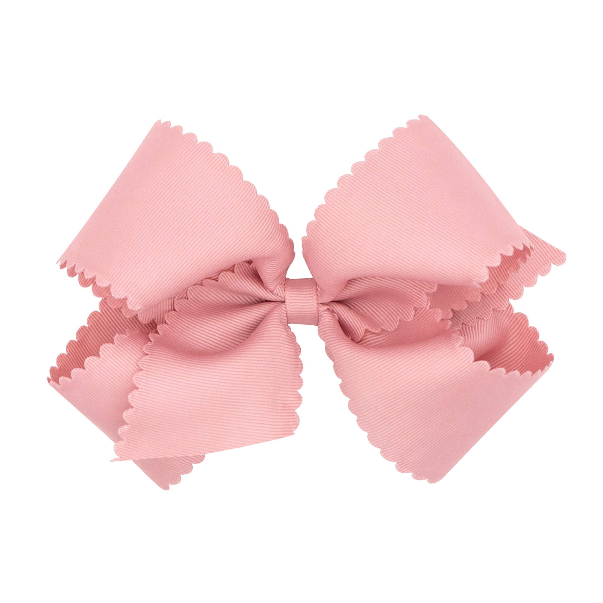 Wee Ones Girls' Classic Grosgrain Hair Bow with Scalloped Edges, No-Slip Hair Clip, Handmade, Sweet Nectar, King